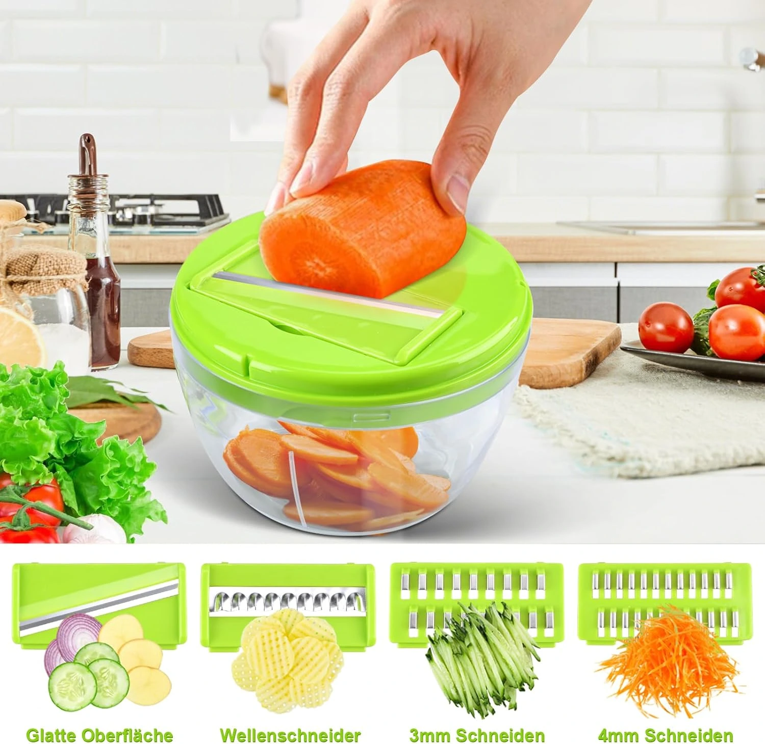 Multi Functional Vegetable Cutter with 4 Interchangeable Blades - Image 4