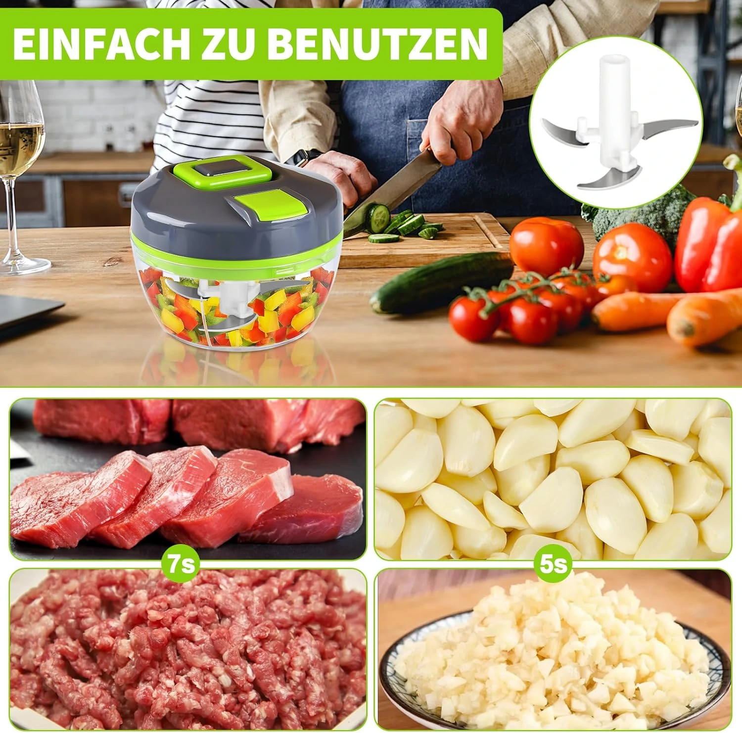 Multi Functional Vegetable Cutter with 4 Interchangeable Blades - Image 2