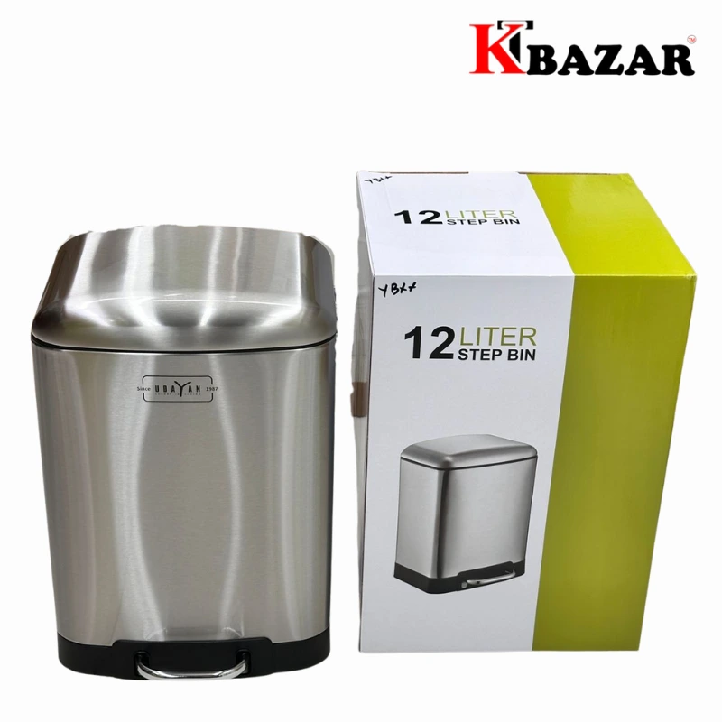 High-quality Stainless Steel Hydraulic Dustbin 12 Litre Square